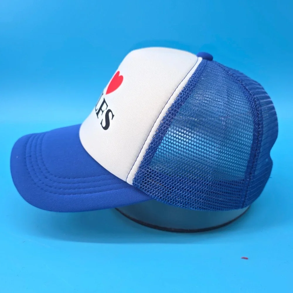 I Heart DILFS Trucker Hat Blue White Y2K Funny Graphic Snapback‎ Cap